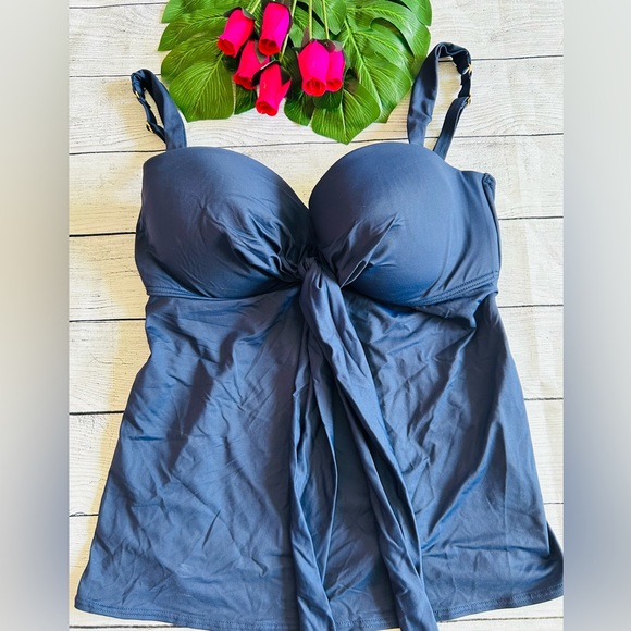 Coco Reef Women’s Navy Blue Padded Tankini Swim Top Size 32/34D - Picture 4 of 7